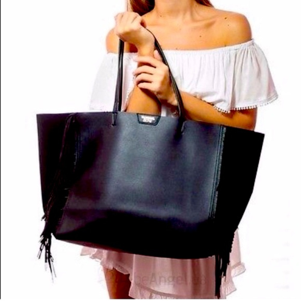 Victoria secret faux leather large tote with fringe